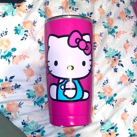 Pink hello kitty mug/ tumbler for hot and cold drinks with lid. - Picture 1 of 9